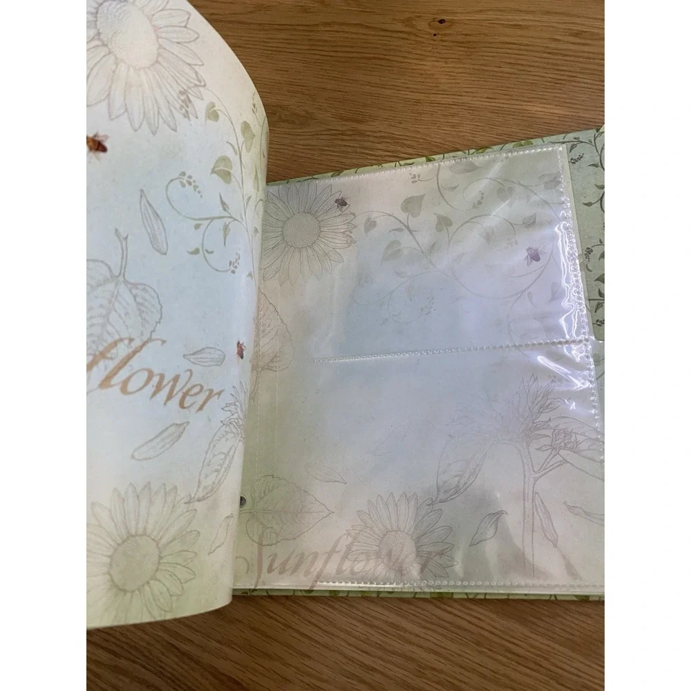 Virtue Grows Sunflower Recipe Binder Book Dividers Hard Cover Plastic‎ Sleeves
